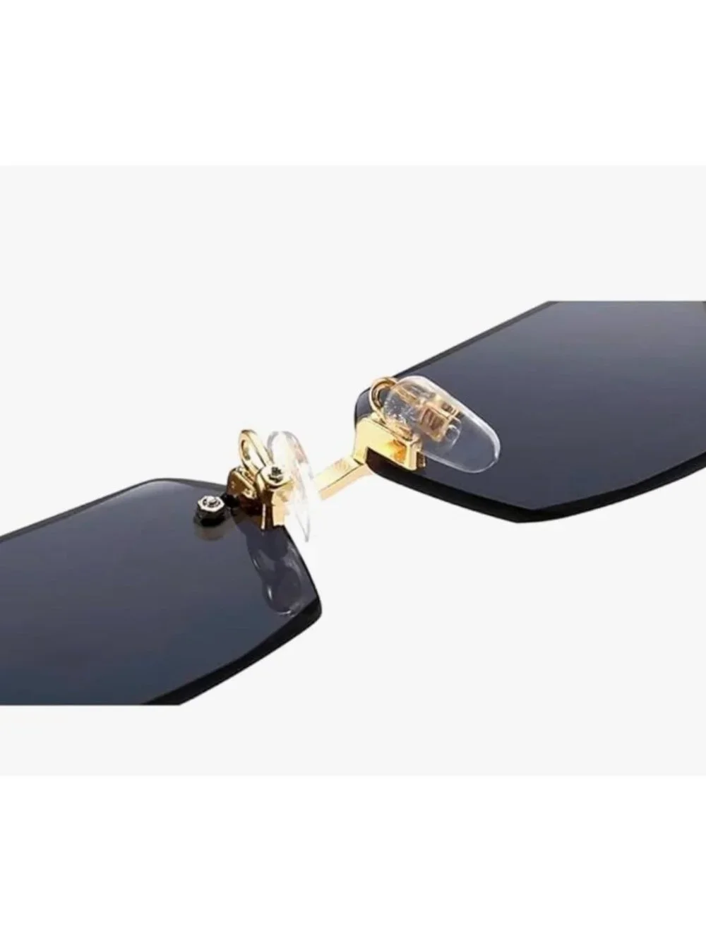 Rectangular Gradient Black/Grey Lens Sunglasses With Gold & Black Arms Unisex